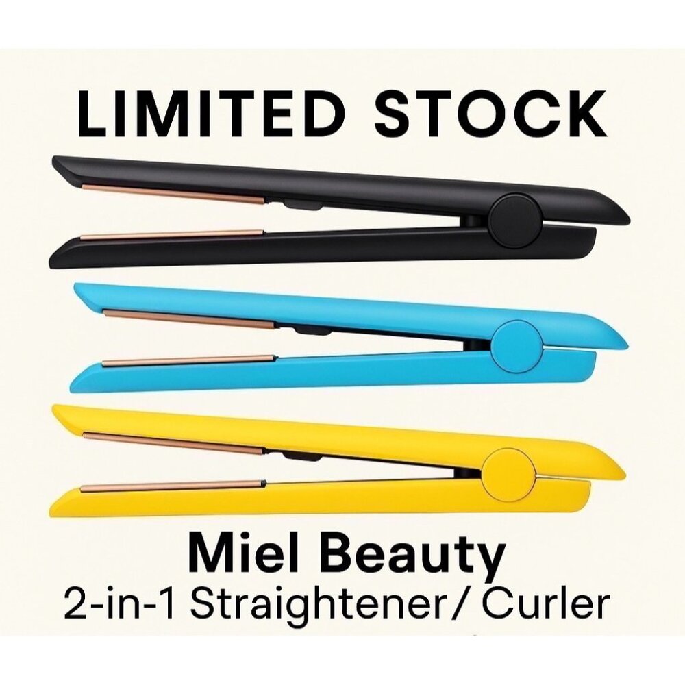 Miel Beauty 2-in-1 Hair Tool – Straightener & Curler – Yellow – MSRP NEW $249 - Picture 2 of 4